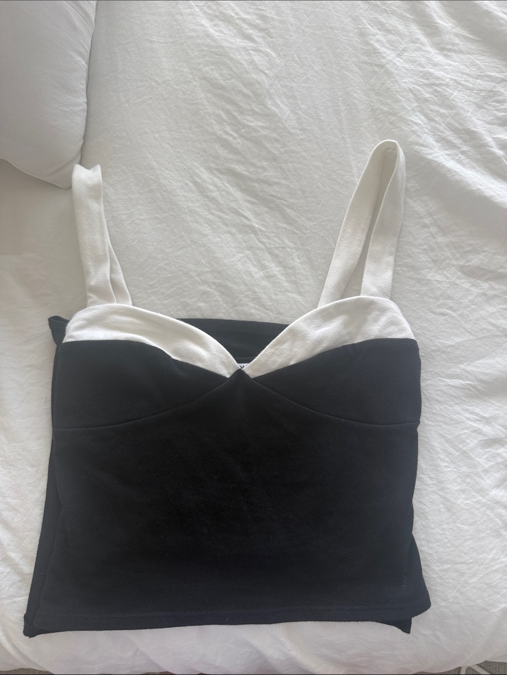 Reformation Black Bandeau Top with White Trim
